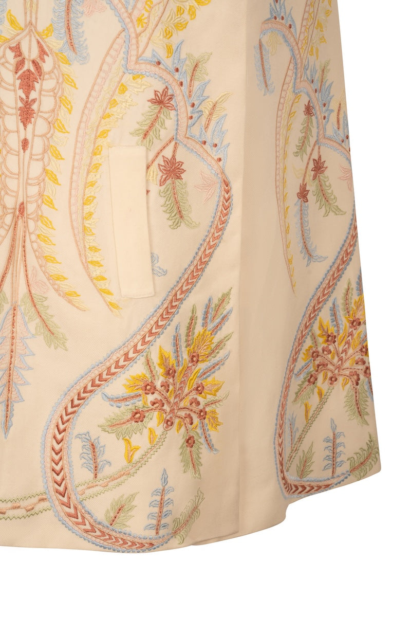 Ivory DORIAN cape jacket by Nadya Shah, stylish outerwear featuring elegant design and intricate details, perfect for layering.
