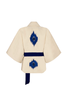 Nadya Shah TYCHEE blue jacket with a relaxed fit, featuring a zip front and stylish collar, perfect for casual wear.
