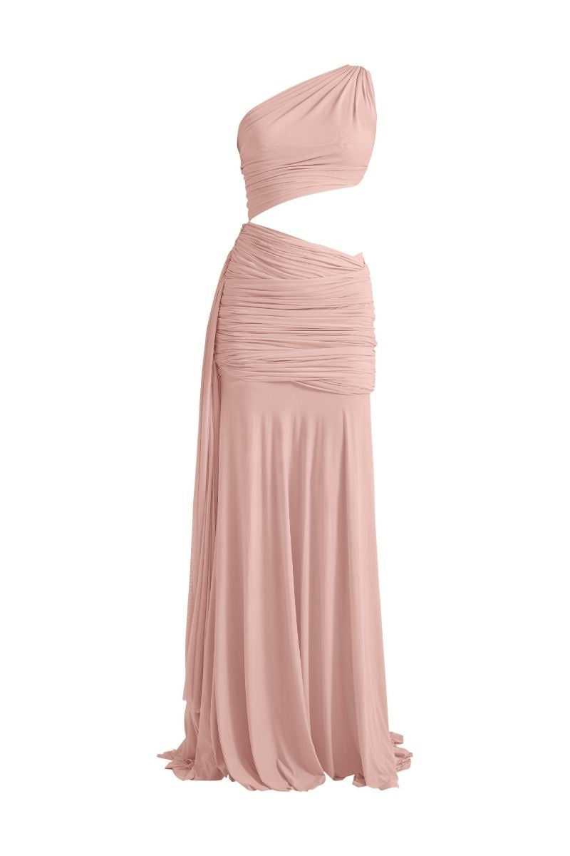 Deme by Gabriella Cult Mia X Deme maxi gown featuring elegant fabric, floral pattern, and flowing silhouette, perfect for formal occasions.