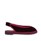 Flabelus Narnia burgundy flats with red piping, stylish slip-on shoes for women, featuring a sleek design and comfortable fit.