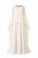 Nihan Peker Nazz vanilla gown featuring elegant fabric and flowing design, perfect for formal occasions.