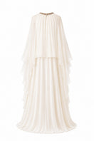 Nahan Peker Nazz vanilla gown with elegant fabric and flowing design, displayed on a mannequin.