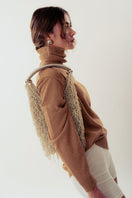 White NEUS cream shoulder bag by Millanne Tale featuring crochet design, stylish and perfect for casual or evening wear.