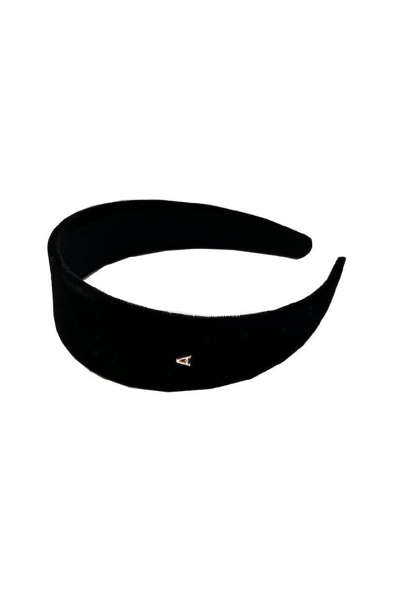 Aethera YALIA velvet silk black headband, soft and luxurious hair accessory with a smooth velvet finish, ideal for stylish hair styling.