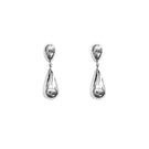 Silver toned earrings by Aethera featuring a sleek, modern design with intricate detailing, perfect for stylish accessorizing.