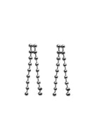 A pair of sleek MAJA earrings by Aethera featuring modern geometric design in shiny metal.