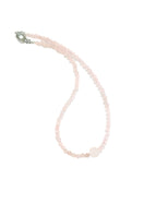 Aethera Quivana Rose Quartz Collar Necklace featuring a delicate rose quartz pendant on a fine chain.