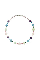 Aethera Davina Mix Stones Collar Necklace featuring a statement design with colorful mixed stones on a silver-tone chain.
