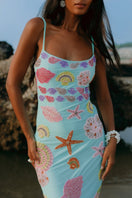 Oceanus New York Strapped Blue Maxi Dress featuring a stylish sleeveless design and flowing fabric for a chic look.