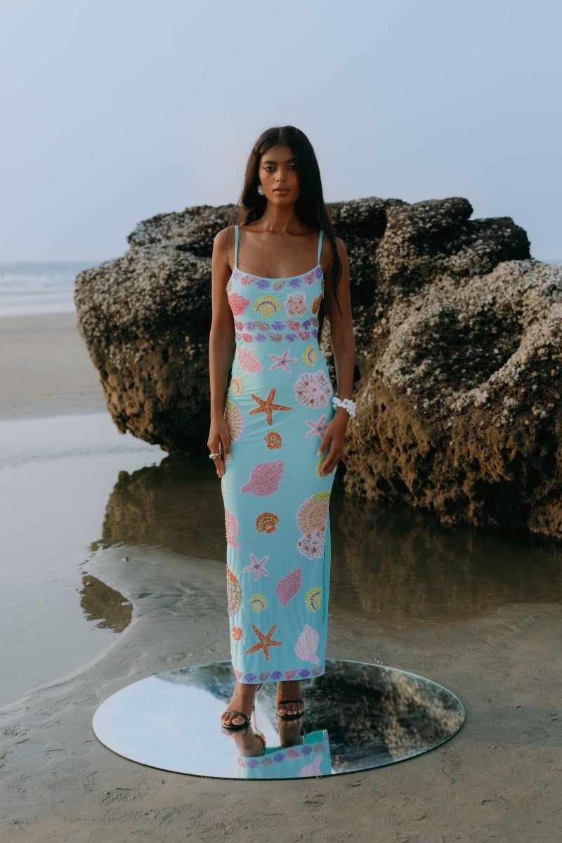 NEW YORK STRAPPED DRESS IN BLUE