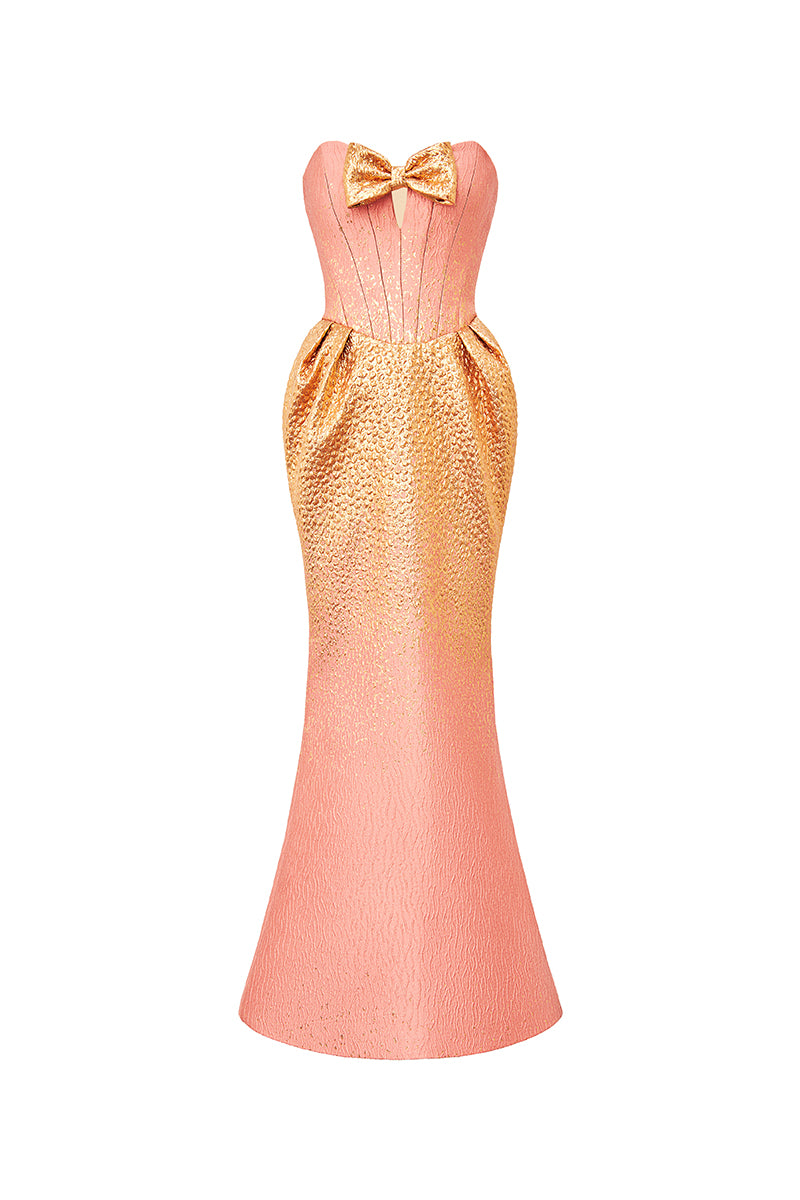 BROACADE BOWTIE FISHTAIL DRESS - CULT MIA