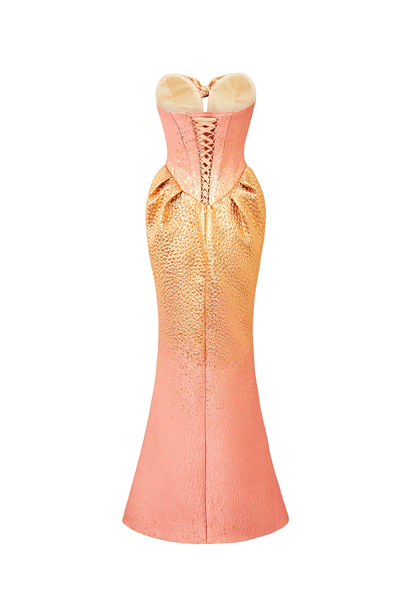 BROACADE BOWTIE FISHTAIL DRESS - CULT MIA