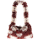 Nina Burgundy cream and gold top handle bag by Sac de Soul, featuring a sleek design and gold accents, front view.