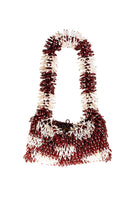 Nina Burgundy cream and gold top handle bag by Sac de Soul, featuring a sleek design and gold accents, front view.