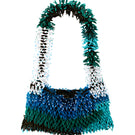 SAC DE SOUL Nina green, blue, and white top handle bag with a structured design and elegant leather finish.