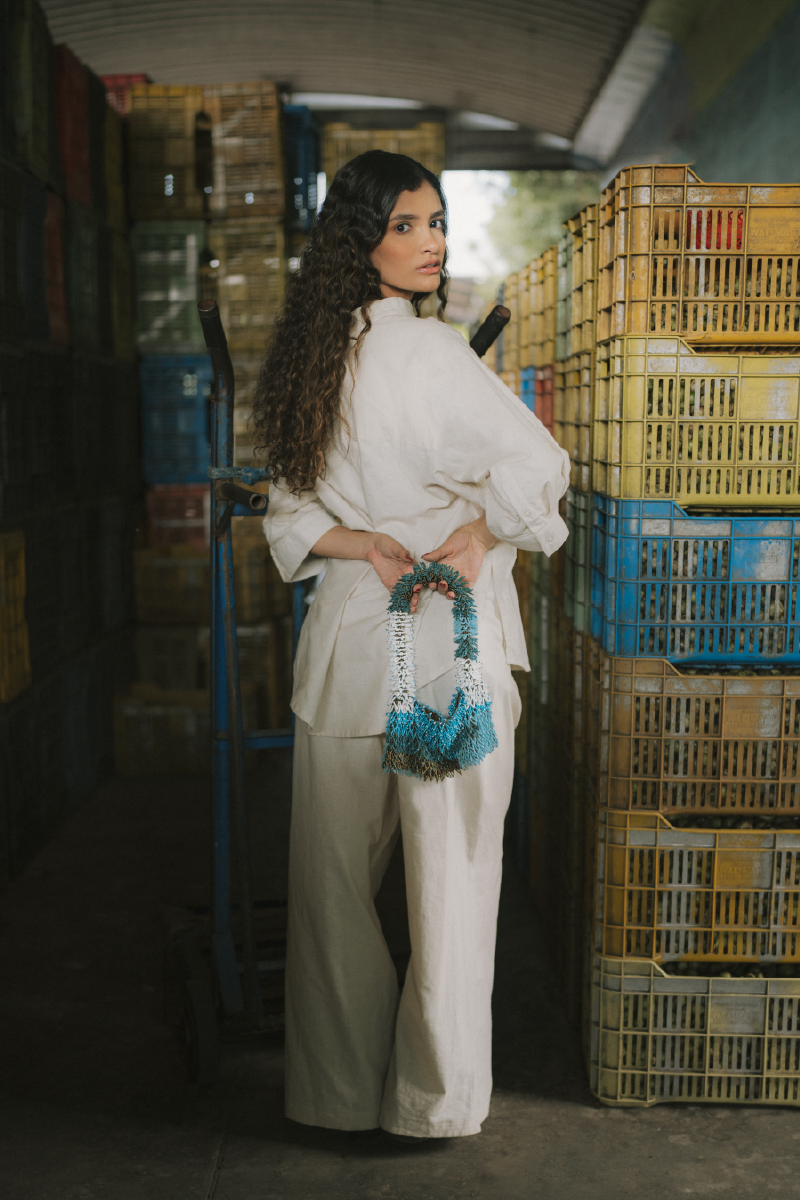 NINA GREEN BLUE AND WHITE BAG - CULT MIA