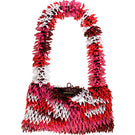 Dark pink and white top handle bag by SAC DE SOUL featuring a stylish design and structured shape.
