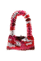 Dark pink and white top handle bag by SAC DE SOUL featuring a stylish design and structured shape.