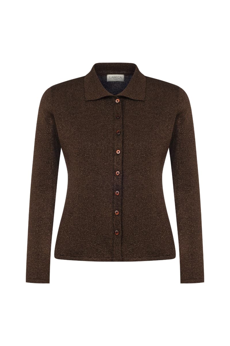 NINA CHOCOLATE SPARKLE BUTTON UP SHIRT - CULT MIA