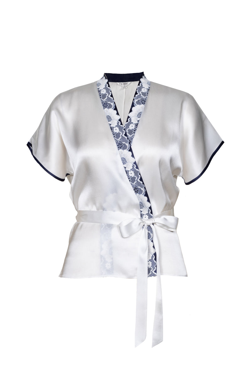 MARISA CHARMANTE VESTE KIMONO EN SOIE IVOIRE