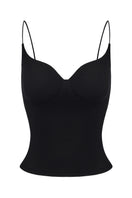 Black Noelia Cat-Eye Top by Nana Jacqueline featuring a stylish front view, perfect for casual or fashionable wear.