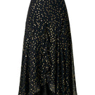 Rebecca Taylor Noha metallic dot midi skirt in noir, featuring a stylish metallic dot pattern and flowing midi length.