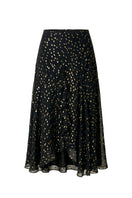 Rebecca Taylor Noha metallic dot midi skirt in noir, featuring a stylish metallic dot pattern and flowing midi length.