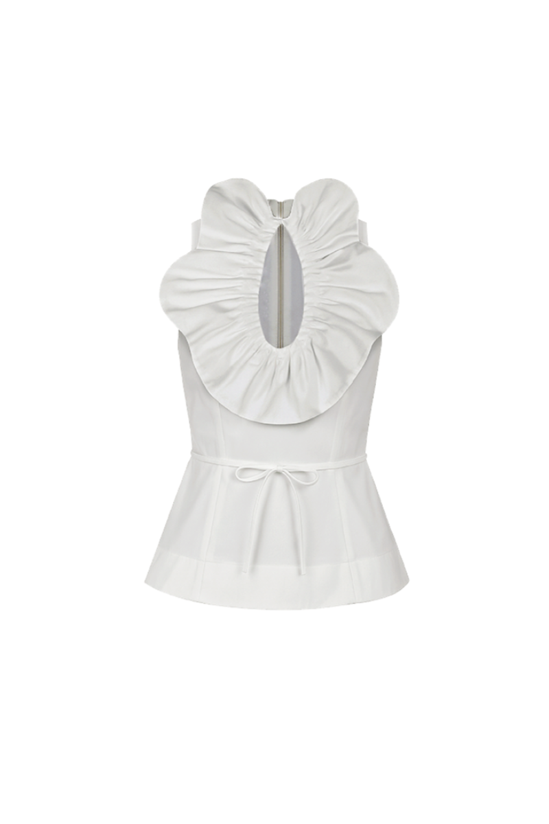 Ivory Nova blouse by ANA + MARIA, featuring a lightweight, elegant top with subtle detailing, displayed on a mannequin.