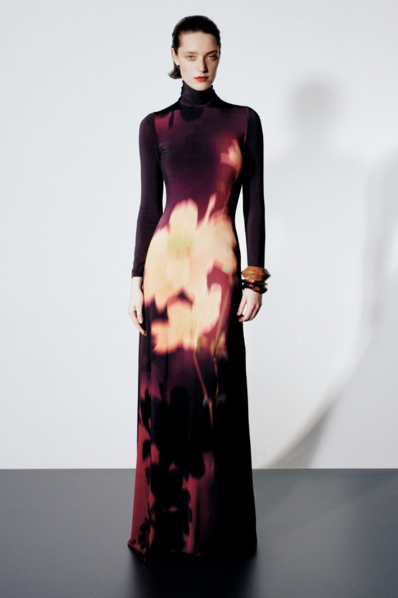 ROBE MAXI NOVA COULEUR TERRE AMBRE