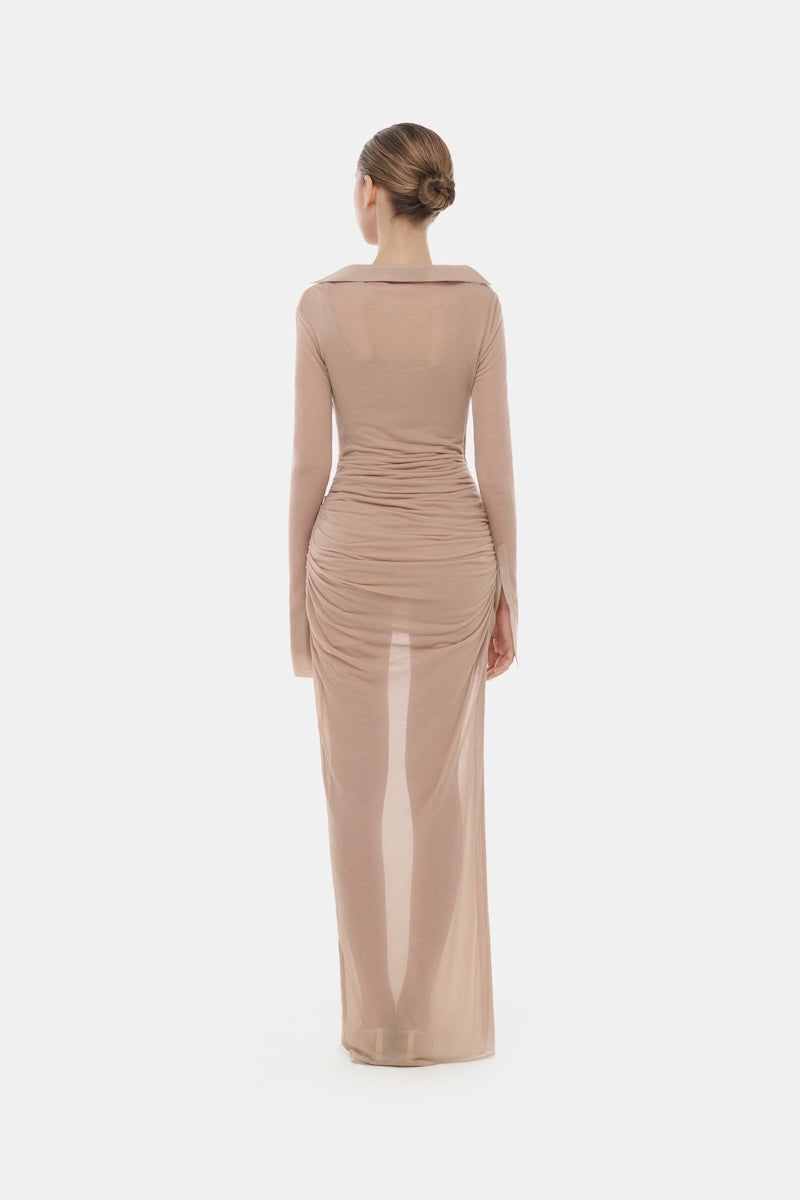 NUDE DRAPED RUCHED JERSEY DRESS | CULT MIA | Montsand NUDE DRAPED RUCHED JERSEY DRESS | CULT MIA | Montsand