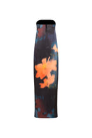 Sisters Nyra Maxi Dress in Amber Sky, flowing maxi dress with a navy back design, perfect for elegant summer occasions.