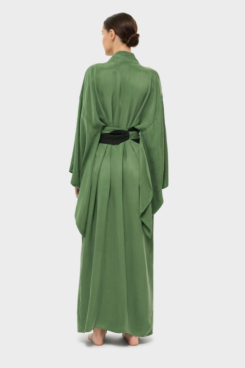 AQUAFLORA ANYA ORIENTAL KIMONO ROBE IN MOSS - CULT MIA