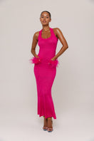 Andreeva Camellia knit maxi dress with long sleeves and a flowing silhouette, perfect for casual or semi-formal occasions.