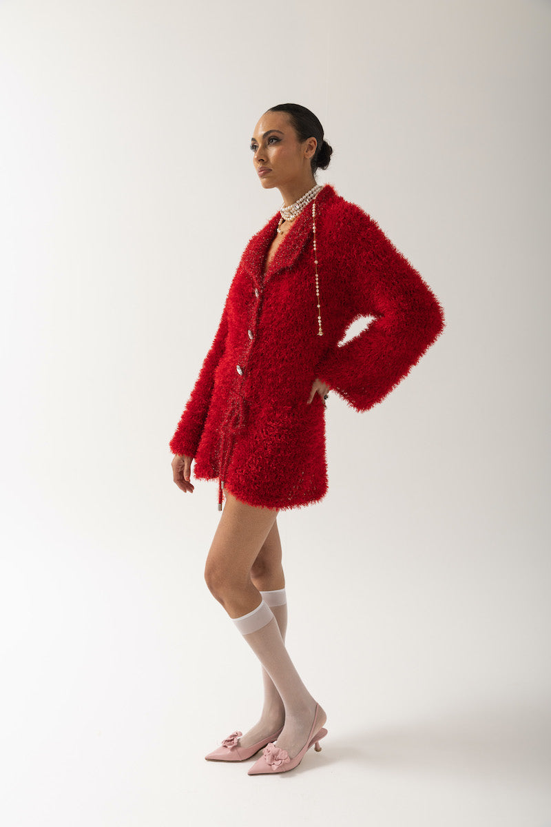 RED MONROE HANDMADE KNIT CARDIGAN DRESS - CULT MIA