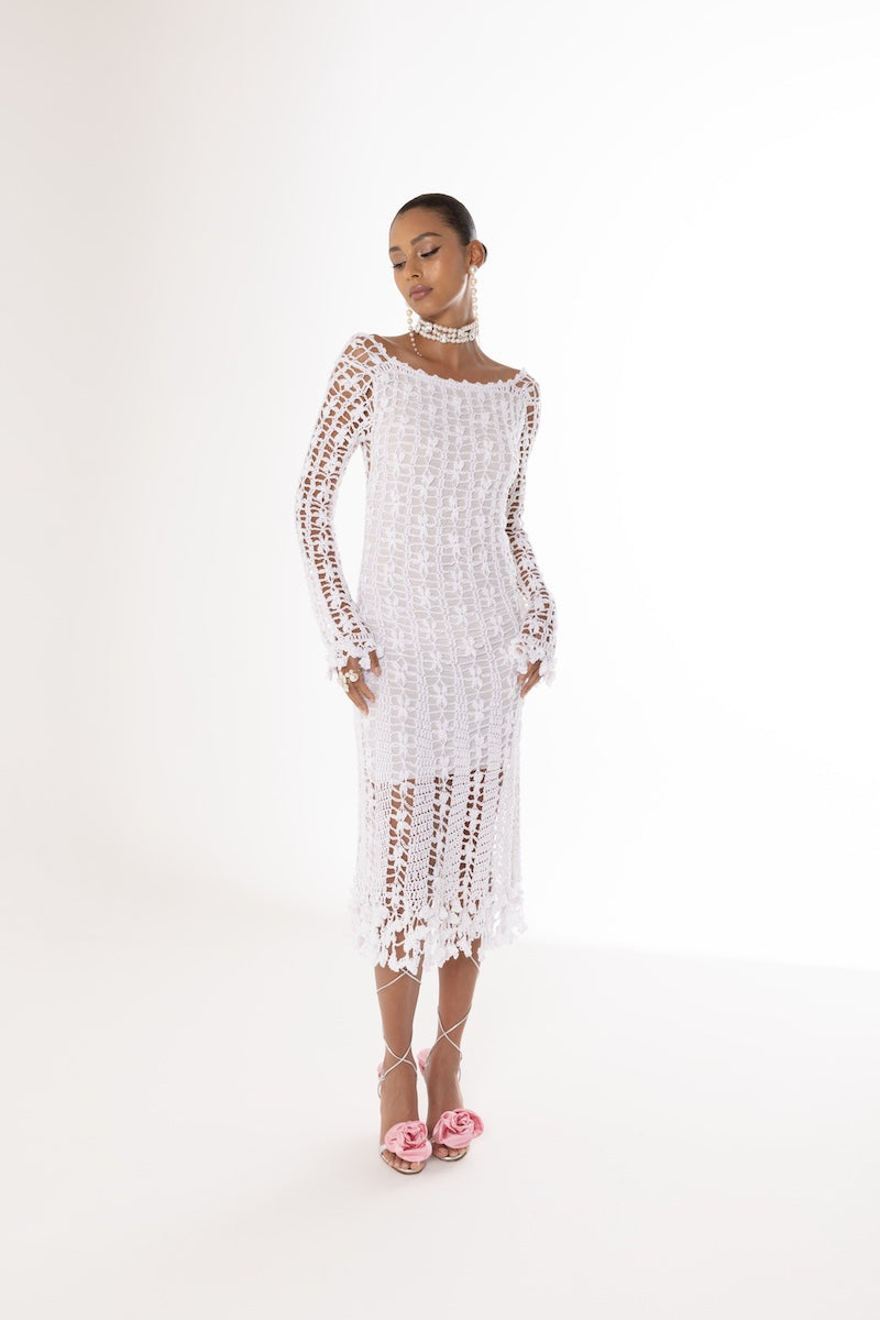 VANILLA HANDMADE CROCHET MIDI DRESS - CULT MIA