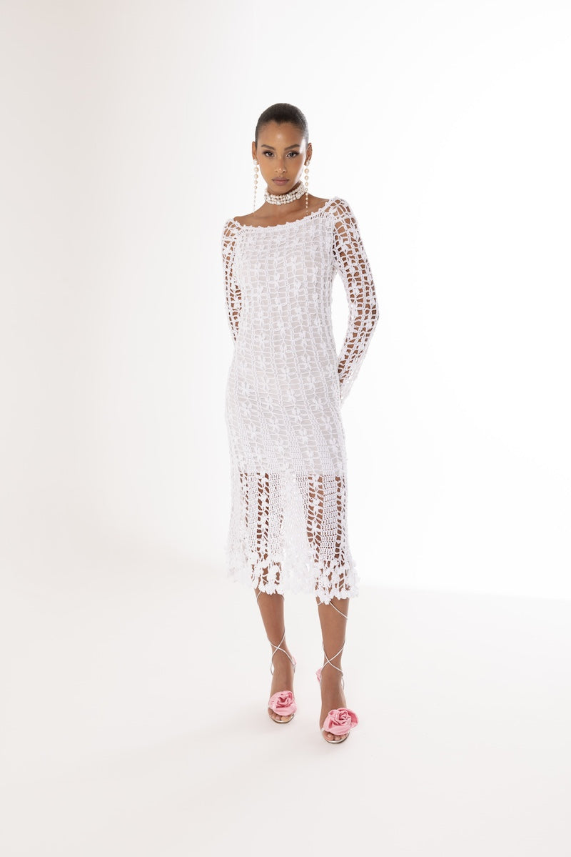 VANILLA HANDMADE CROCHET MIDI DRESS - CULT MIA