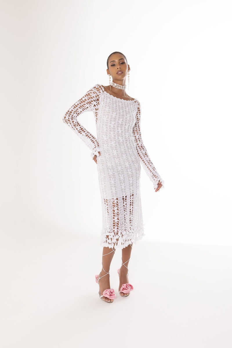 VANILLA HANDMADE CROCHET MIDI DRESS - CULT MIA
