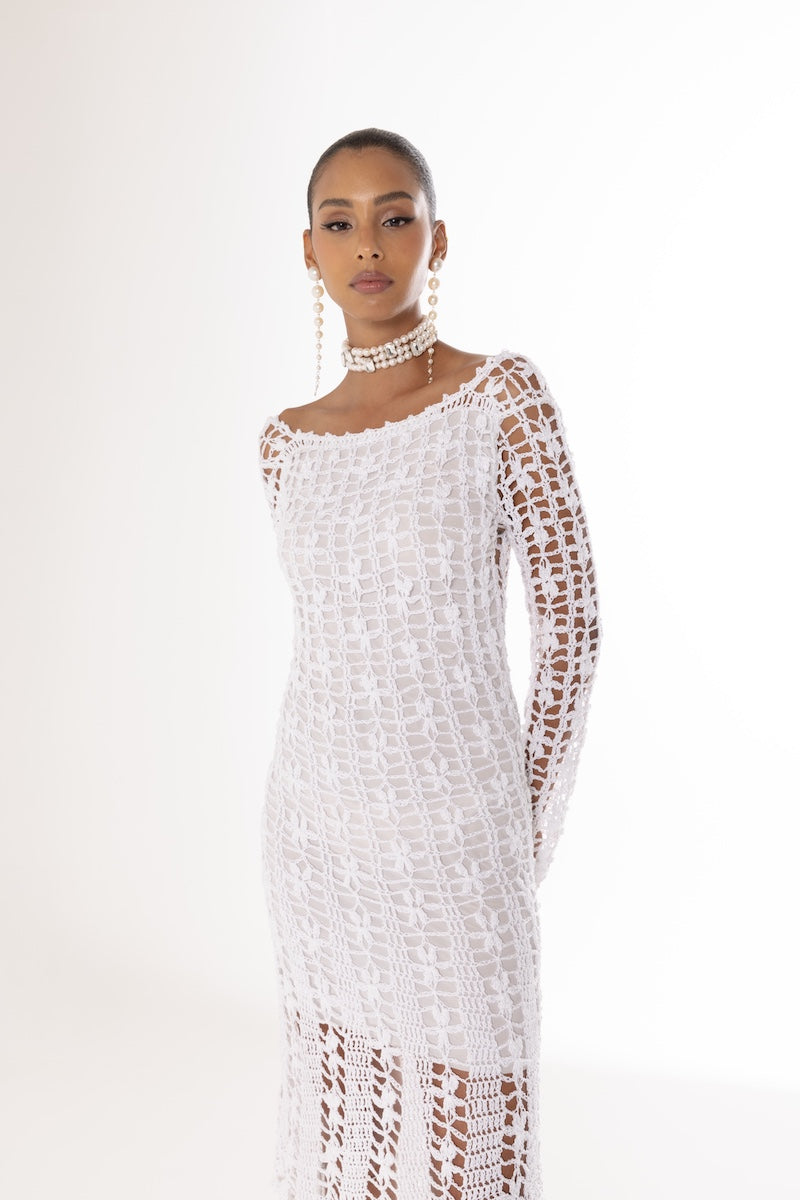 VANILLA HANDMADE CROCHET MIDI DRESS - CULT MIA