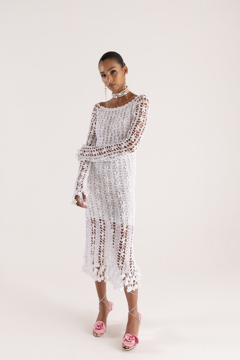 VANILLA HANDMADE CROCHET MIDI DRESS - CULT MIA