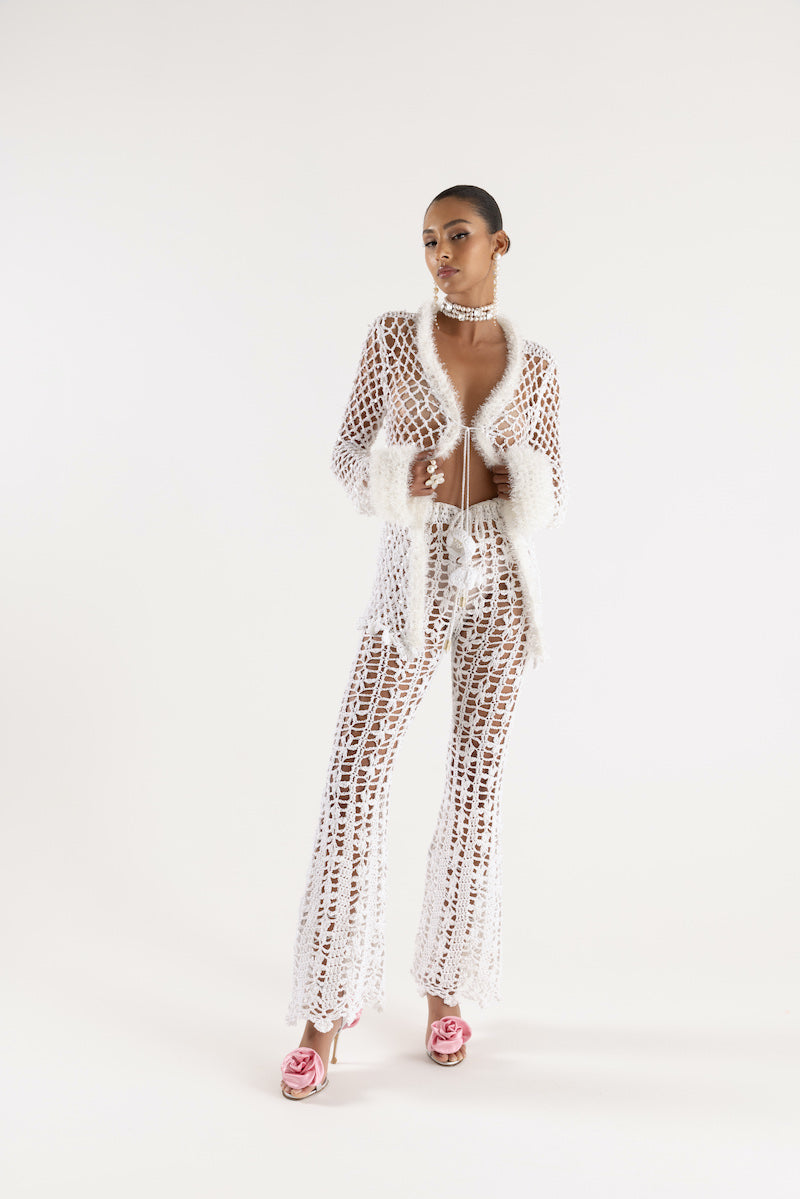 WHITE VANILLA HANDMADE CROCHET SHIRT - CULT MIA