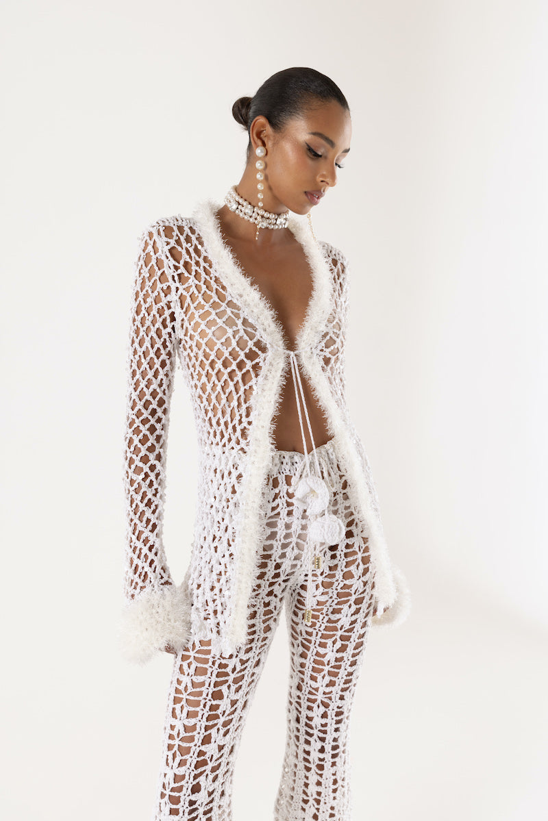 WHITE VANILLA HANDMADE CROCHET PANTS - CULT MIA