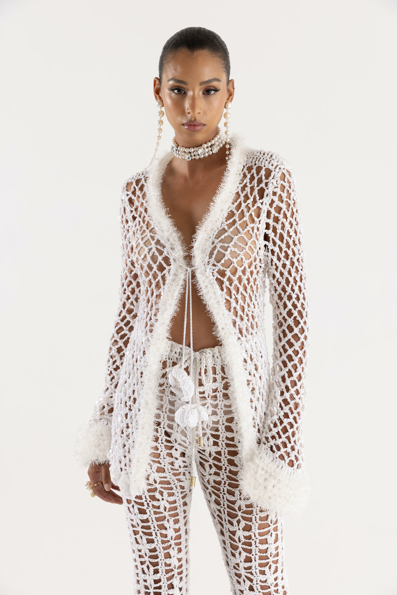 WHITE VANILLA HANDMADE CROCHET PANTS - CULT MIA
