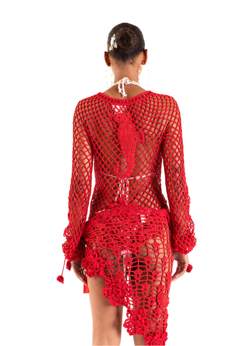 CHERRY HANDMADE CROCHET TOP-COVER UP | CULT MIA