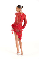 Handmade crochet cherry cover-up by Andreeva, featuring intricate crochet pattern and lightweight fabric for beachwear or casual wear.