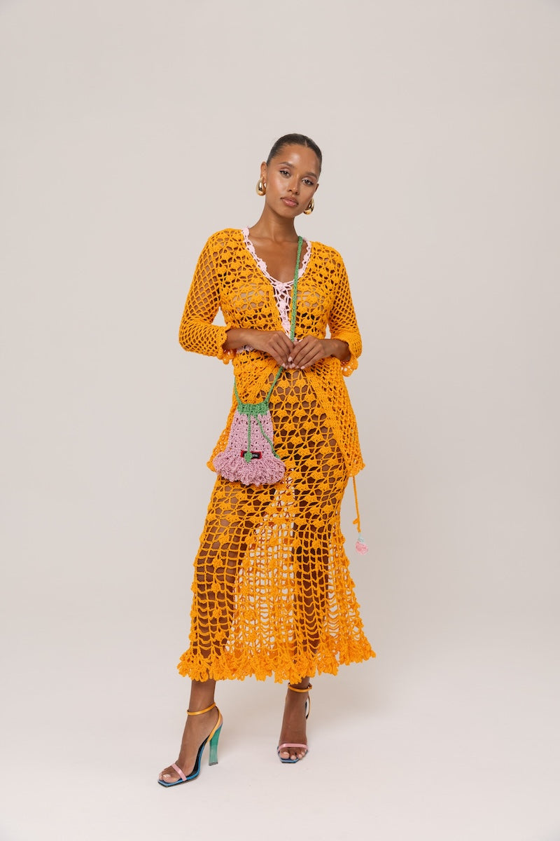CALIFORNIA POPPY ORANGE HANDMADE CROCHET SHIRT