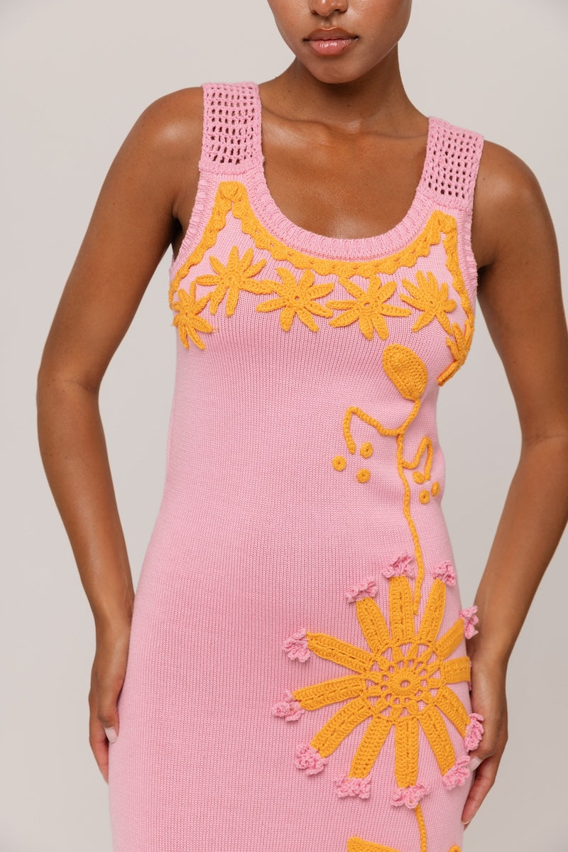Andreeva GOLDEN DAISY KNIT DRESS WITH HANDMADE EMBROIDERY | Cult Mia Andreeva GOLDEN DAISY KNIT DRESS WITH HANDMADE EMBROIDERY | Cult Mia
