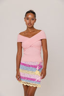 Pink knit top from Andreeva's Lily Light collection, featuring a stylish and cozy design perfect for casual wear.