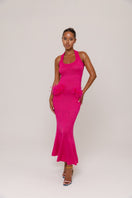 Andreeva Camellia knit maxi dress with long sleeves and a relaxed fit, perfect for casual or elegant occasions.