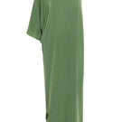 Nilu AquaFlora one-shoulder maxi dress in moss green, flowing fabric, elegant design, perfect for summer or evening wear.