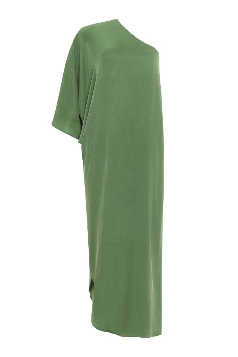 AQUAFLORA ONE SHOULDER MAXI DRESS IN MOSS - CULT MIA